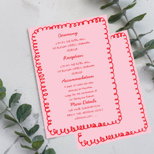 Rosa und rotes handgezeichnetes Herz Whimsical Hoc Einladung