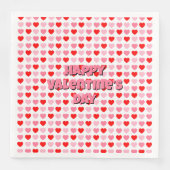 Rosa und rotes Happy Valentine's Day Heart Muster Serviette (Vorderseite)