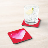 Rosa und rotes Herz Aquarell Pop Kunst Getränkeuntersetzer (Rechte Seite)