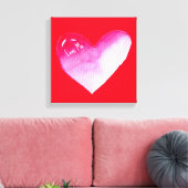 Rosa und rotes Herz Aquarell Pop Kunst Leinwanddruck (Insitu (Wohnzimmer))
