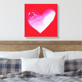 Rosa und rotes Herz Aquarell Pop Kunst Leinwanddruck (Insitu (Schlafzimmer))