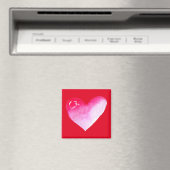 Rosa und rotes Herz Aquarell Pop Kunst Magnet (In Situ (Geschirrspüler))