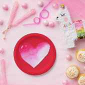 Rosa und rotes Herz Aquarell Pop Kunst Pappteller (Party)