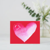 Rosa und rotes Herz Aquarell Pop Kunst Postkarte (Stehend Vorderseite)