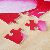 Rosa und rotes Herz Aquarell Pop Kunst Puzzle (Seite)
