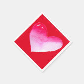 Rosa und rotes Herz Aquarell Pop Kunst Serviette (Ecke)
