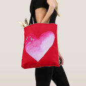 Rosa und rotes Herz Aquarell Pop Kunst Tasche (Von Nahem)