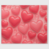 rosa und rotes Herz-Blasen-Muster Geschenkpapier (Flach)