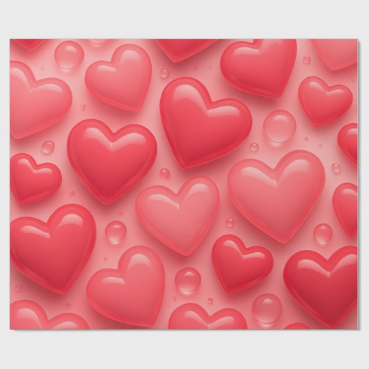 rosa und rotes Herz-Blasen-Muster Geschenkpapier (Flach)