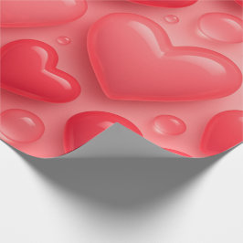 rosa und rotes Herz-Blasen-Muster Geschenkpapier