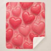 rosa und rotes Herz-Blasen-Muster Sherpadecke (Vorderseite)