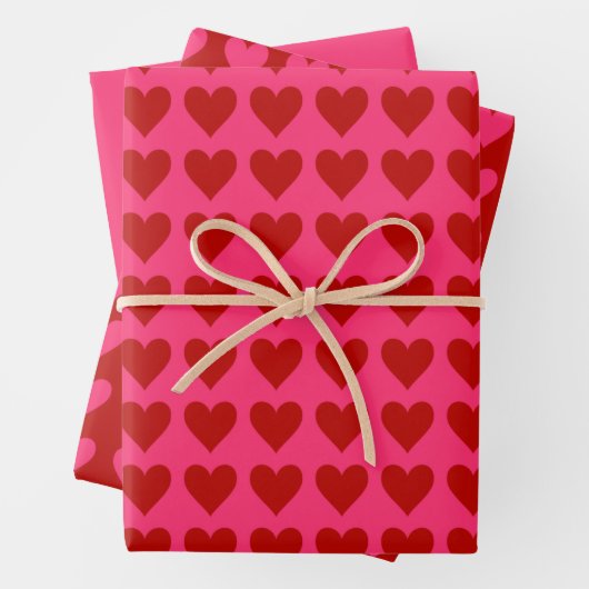 Rosa und rotes Herz mit Valentinrosa Geschenkpapier Set (Beispiel)