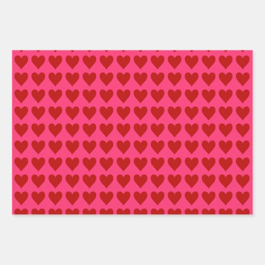 Rosa und rotes Herz mit Valentinrosa Geschenkpapier Set (Vorderseite)
