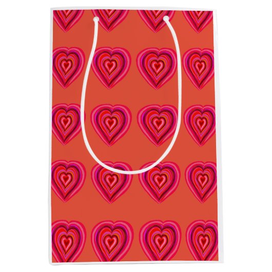 Rosa und rotes Herz Mittlere Geschenktüte (Vorderseite)