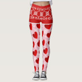 Rosa und Rotes Herz & Rollen Leggings (Vorderseite)