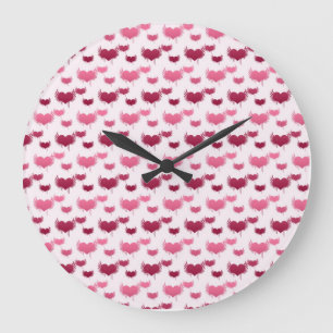 Rosa und rotes Herzklopfen Große Wanduhr