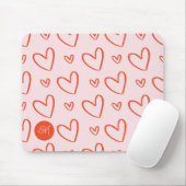 Rosa und rotes Herzmuster - Preppy monogram Mousepad (Mit Mouse)