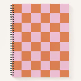 Rosa und rotes kariertes Spiralnotizbuch Notizblock