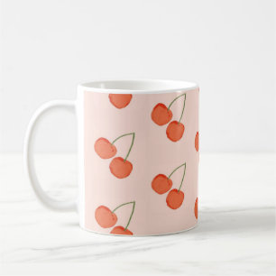 Rosa und rotes Kirschenfruchtmuster Kaffeetasse
