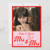 Rosa und rotes lesbisches Hochzeitssemble - Foto S Einladung (Vorderseite)