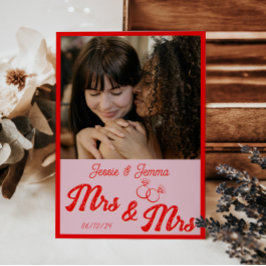 Rosa und rotes lesbisches Hochzeitssemble - Foto S Einladung