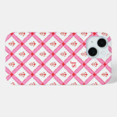 Rosa und rotes Muster mit Initialen für Mädchen Case-Mate iPhone Hülle (Rückseite (Horizontal))