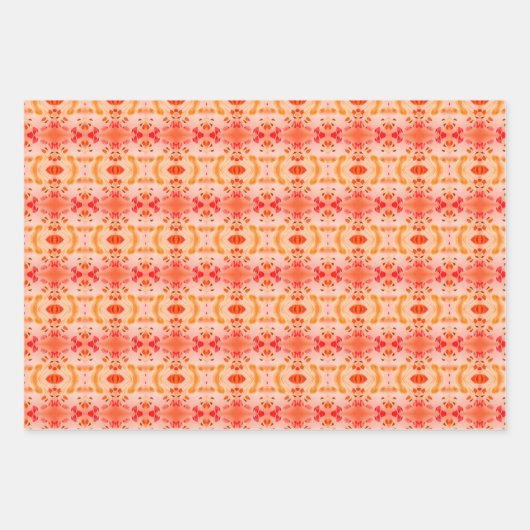 Rosa und Rotes Orange Geschenkpapier Set (Vorderseite 2)