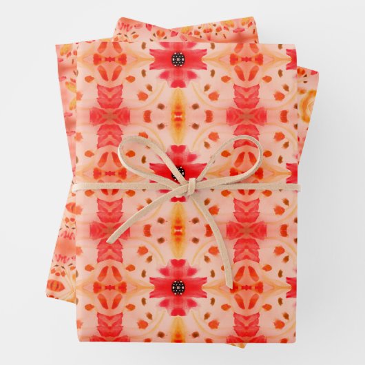 Rosa und Rotes Orange Geschenkpapier Set (Beispiel)