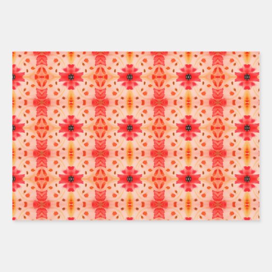 Rosa und Rotes Orange Geschenkpapier Set (Vorderseite)