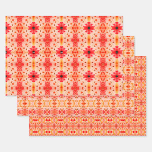 Rosa und Rotes Orange Geschenkpapier Set