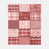 rosa und rotes Patchwork-Design Fleecedecke (Vorderseite)