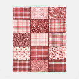 rosa und rotes Patchwork-Design Fleecedecke