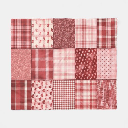 rosa und rotes Patchwork-Design Fleecedecke (Vorderseite (Horizontal))
