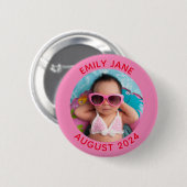 Rosa und rotes Personalisiertes Foto Button (Vorne & Hinten)