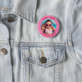 Rosa und rotes Personalisiertes Foto Button (Beispiel)