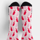 Rosa und rotes Pickleball-Muster Socken (Oben)