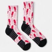Rosa und rotes Pickleball-Muster Socken (Rechts)