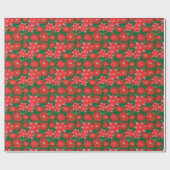 Rosa und rotes Poinsettia-Muster auf Grün Geschenkpapier (Flach)