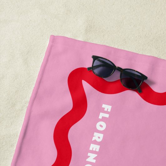 Rosa und rotes Rätsel mit Text Strandtuch (Beispiel)