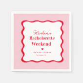 Rosa und rotes Retro Bachelorette Serviette (Vorderseite)