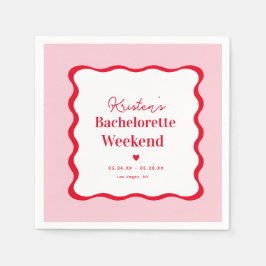 Rosa und rotes Retro Bachelorette Serviette