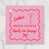 Rosa und rotes Retro-Brautparty Martini Geschenkanhänger (Vorderseite)