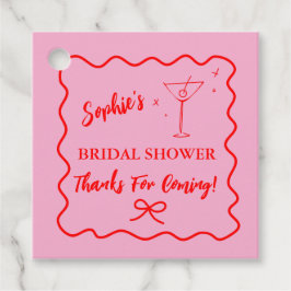 Rosa und rotes Retro-Brautparty Martini Geschenkanhänger