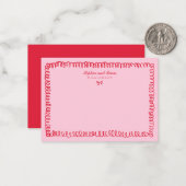 Rosa und rotes Retro Hand gezeichnetes Paar Statio Mitteilungskarte (Vorderseite/Rückseite Beispiel)