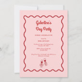 Rosa und rotes Retro-Party Einladung (Vorderseite)