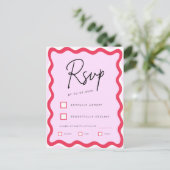 Rosa und rotes Retro Wavy Border Stilvolle Trendy Postkarte (Stehend Vorderseite)
