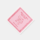 Rosa und rotes Retrohandgezeichnetes Brautparty Serviette (Ecke)