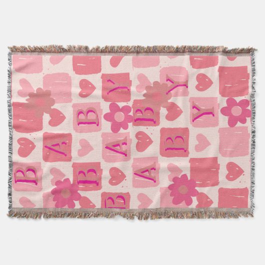 Rosa und rotes Schachbrettmuster Decke (Vorderseite)