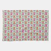 Rosa und rotes vintage Blumenmuster Geschirrtuch (Horizontal)