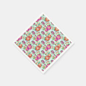 Rosa und rotes vintage Blumenmuster Serviette (Ecke)